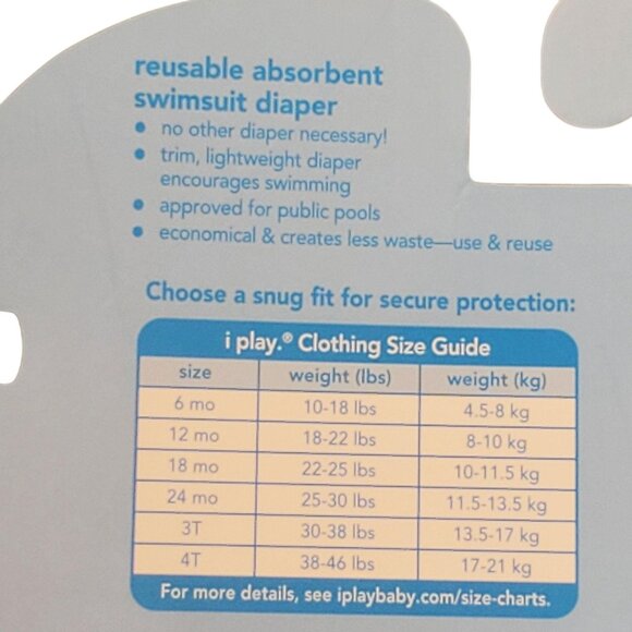 iPlay Swim Diaper Green Animal Print Size 6M – Reusable Infant Swimsuit Diaper - Picture 6 of 6